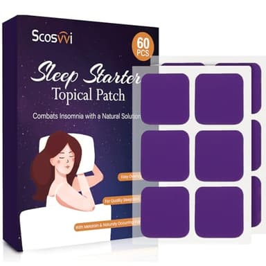 Scosvvi Sleep Patches for Adults: Extra Strength Plant-Based Sleep Aid with Lavender & Chamomile - Non-Habit Forming Nighttime Patch for Relaxation & Restful Sleep - 8-Hour Time Release - 60PCS
