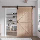 FREDBECK 48in x 84in Wood Barn Door with 8FT Barn Door Hardware Kit Included K Shape Solid Spruce Wood Panel Need to Assembly