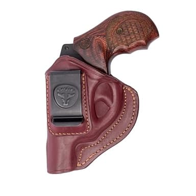 Cardini Leather Premium IWB Holster, for 5-Shot Revolvers, for S&W J Frame, for Taurus 605, 642 airweight, 38 Special Holster