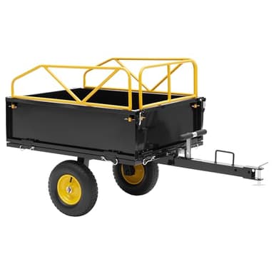 Jocisland Garden Utility Trailer, 500Lbs 12 Cu.Ft ATV UTV Trailer Tow Behind Dump Cart with Removable Sides, Rear Hitch & Convenient Handle, Outdoor Lawn Mower Cart for Tractor