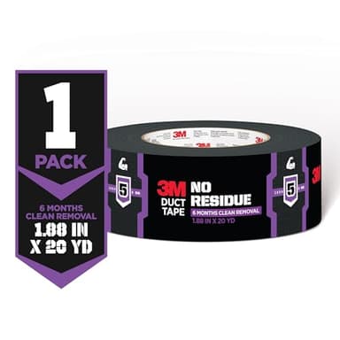 3M No Residue Duct Tape, 1.88 in x 20 yd, 1 Roll, Removes Without a Trace, Great for Bundling, Securing Cords, Tear by Hand Vertically and Horizontally, Ideal for Indoors and Outdoors (2420)