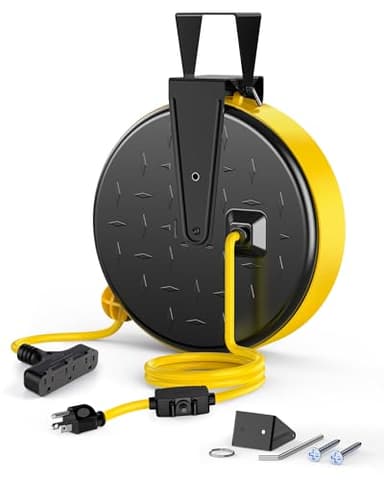 DEWENWILS Retractable Extension Cord Reel, Metal Reel with 30FT Power Cord