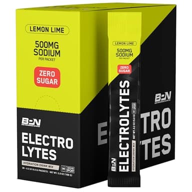 BARE PERFORMANCE NUTRITION BPN Electrolytes Go Packs Hydration Drink Mix | Sugar Free Electrolyte Powder | 500mg Sodium per Serving | Naturally Sweetened | Lemon Lime, 30 Servings