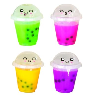 Raymond Geddes Anime Boba Tea Slime Toy - (Pack of 12) - Relaxing Boba Toys with 4 Colors - Soft and Stretchy Fun Slime Toys