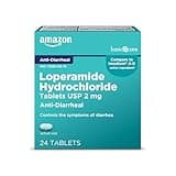 Amazon Basic Care Loperamide Hydrochloride Tablets, 2 mg, Anti-Diarrheal, 24 Count (Pack of 1) (Packaging may vary)