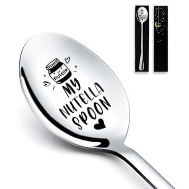 Myakako Funny My Nutella Spoon, Engraved Stainless Steel Spoon for Women Men Birthdays, Christmas, Valentine's Day, Father's Day Gi