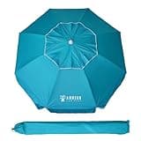 AMMSUN 6.5 Foot Heavy Duty Beach Umbrella for Sand with tilt Air Vent Sun Shelter, UV 50+ Protection Outdoor Sunshade Umbrella with Carry Bag for Patio Garden Beach Pool Backyard Sky Blue