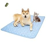 MICROCOSMOS Summer Cooling Mat & Sleeping Pad- Water Absorption Top, Materials Safe, Easy Carry, EZ Clean. Keep Cooling for Pets, Kids and Adults.(Blue, 28" x 22")