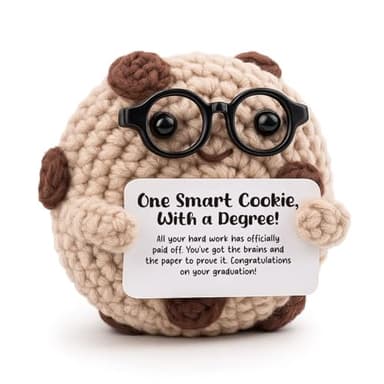 Graduation Gifts for Her Him 2025 - One Smart Cookie With a Degree - Funny Crochet Desk Decor for College University Masters PhD - Sassy Congratulation Present - Brains and Paper Keepsake