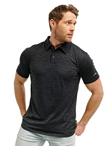 Merino Wool Polo Shirt Men - Anti-Odor 100% Merino Wool Shirts for Men Short Sleeve and Long Sleeve Breathable Polo (X-Large, Charcoal Grey Polo)