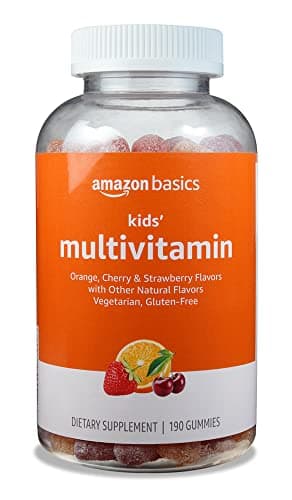 Amazon Basics Kids' Multivitamin Gummies, Cherry, Strawberry & Orange Flavors, 190 Count (Previously Solimo)