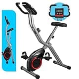 Foldable Exercise Bike for Small Apartments, Stationary Bikes for Home, Indoor Portable Cycling Bike with 16-Level Magnetic Resistance, 260LBS Capacity, 5.5 LBS Flywheel, for Small Space Workout