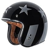 TORC Unisex-adult open-face-helmet-style T-50 3/4 Retro Motorcycle Helmet With Graphic (Gloss Black,Large),1 Pack