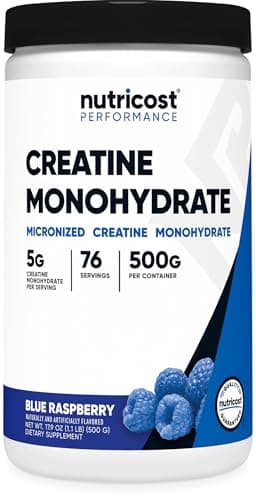 Nutricost Creatine Monohydrate Powder (Blue Raspberry), 500 Grams (1.1 LBS)