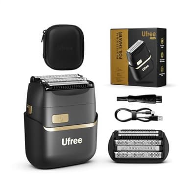Ufree Foil Shavers for Men, Upgraded Electric Razor, Rechargeable Mens Shaver with 4 Floating Blades, LED Display USB-C Travel Razor Wet Dry Cordless Face Grooming Kit