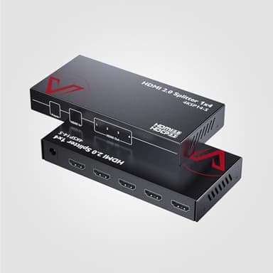 4K@60Hz/1080p@120Hz HDMI 2.0 Splitter 1 in 4 Out, Auto Downscaler with HDR10 &3D, 18Gbps Zero Latency, AV Access Gaming Splitter, Duplicate/Mirror Screens, HDCP 2.2, for Xbox PS5