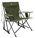 GCI Outdoor Kickback Rocker Camping Chair | Portable Folding Rocking Chair with Durable Armrests, Drink Holder & Relaxed Lowered Seat for Comfort — Loden Green