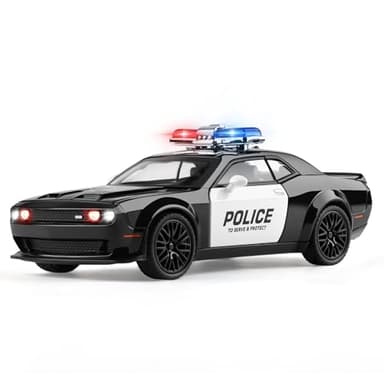 SASBSC Police Car Toy for Boys Age 3-12 1:32 Diecast Metal Model Cars for Kids with Light and Sound Pull Back Car for 3+ Year Old Boys Birthday Gifts (Police-1:32 Scale)