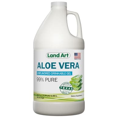 Land Art - Organic Aloe Vera Drinkable Gel for Heartburn & Acid Reflux Relief - 99.7% Pure - Cold-Processed - Improves Digestive Health - Soothing and Natural - Vegan & Gluten-Free - 64 fl oz