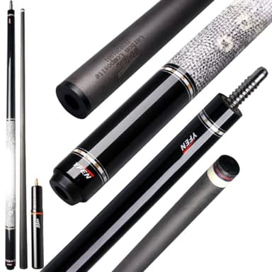 YEUEK YFEN Carbon Fiber Pool Cue Stick 11.5mm 12.5mm Low Deflection Pool Stick with Rare Wood Butt Balone Shell Inlaid Ring Professional Cue Stick with Extension