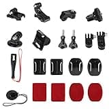 Universal Action Camera Accessory Kit for GoPro Hero 13 12 11 10 9 8 7 6 5 Blcak Go pro Max Insta360 X4/X3/One R DJI OSMO Action 3 4 AKASO APEMAN Sports Cam, Helmet Base Adhesive Tripod Adapter Mount