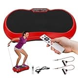 SUPER DEAL Pro Vibration Plate Exercise Machine - Whole Body Workout Vibration Fitness Platform Fit Massage Workout Trainer w/Loop Bands + Bluetooth + Remote, 99 Levels (Red)