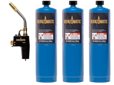 Bernzomatic TS4000 Trigger Start Torch 361524 (TS4000 Torch + 3 Pack Propane Gas)