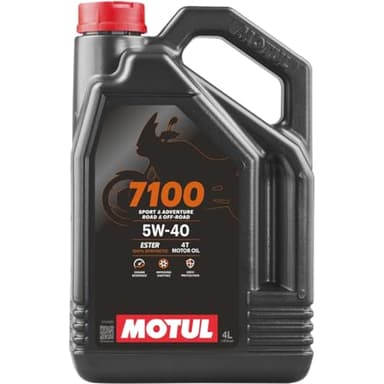 Motul 7100 4T 5W-40 100% Synthetic Ester Motorcycle Oil, JASO MA2 API SP Wet Clutch Compatible, 4 Stroke Engine Protection for BMW KTM Aprilia European Sport Adventure - 4 L