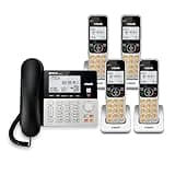 VTech VG208-4 DECT 6.0 4-Handset Corded/Cordless Phone for Home with Answering Machine, Call Blocking, Caller ID, Large Backlit Display, Duplex Speakerphone, Intercom, Line-Power Backup(Silver/Black)