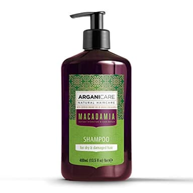Arganicare Natural Macadamia Shampoo for Dry Damaged Hair - Hair Repair Treatment Enriched with Argan Oil, Shea Moisture, and Witch Hazel - Macadamia Hydrating Shampoo | 13.5 fl oz