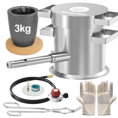 Nelyrho 3KG Propane Smelting Furnace Kit for Beginners – Easy-to-Use Portable Metal Smelter with Crucible, Tongs & Fire Brick – Ideal for DIY Gold, Silver, Copper, Aluminum Casting