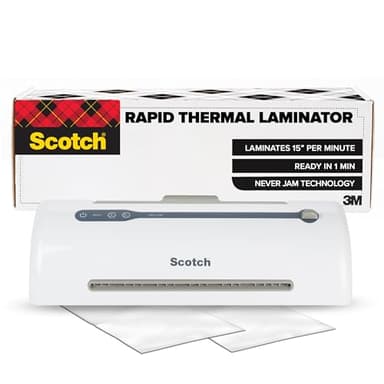 Scotch Rapid Thermal Laminator, Ready in 1 Minute, Never Jam Technology Automatically Prevents Misfed Items, 9 inch, Includes 2 Pouches (TL909X-EF), 1 Packs per case