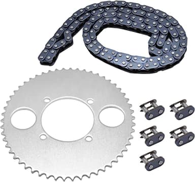 T8F 54T Tooth Rear Drive Sprocket with T8F 116 Links Chain & Master Link Kits for 47cc 49cc 2-Stroke Engine Motor Chinese Kids Mini Moto Pocket Bike Gas Scooter ATV Quad Pit Dirt Bike Goped