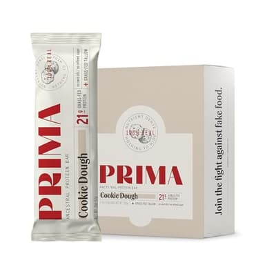 PRIMA Cookie Dough Protein Bar | 21g Grass Fed Whey and Collagen | No Seed Oils, No Preservatives, Raw Honey Sweetened | 7 Pack