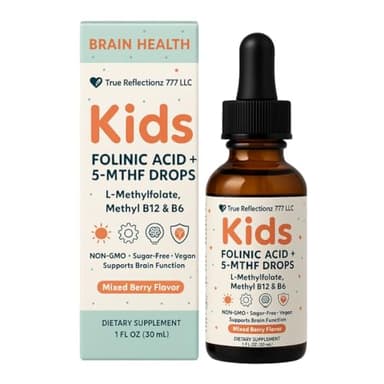 Folinic Acid Drops for Kids & Adults – with L-Methylfolate Methyl B12, P5P B6, Magnesium Glycinate, Vitamin D3 & C Methylated Folate Support for Brain,Focus, Mood & Cellular Health – 5-MTHF Drops