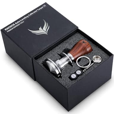 54mm Espresso Tamper for Breville Machine Rosewood KNODOS Auto Leveling, Double Spring Loaded Wooden 30LB Calibrated Coffee Tamper