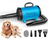 Blanlody Dog Dryer Pet Hair Blower High Velocity for Grooming, Blow 3800W/5.2HP for Large Dogs Sechoir Pour Chien with Stepless Adjustable Speed, 4 Different Nozzles and Dog Brush,Blue