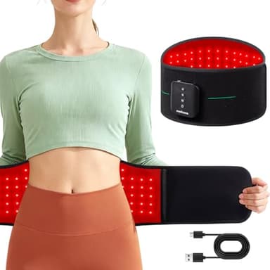 Medisana 3-in-1 Red Light Therapy Belt, Cordless & Portable Infrared Red Light Relief Belt for Body with Red Light/Pulse/Heat/Vibration - 660nm/850nm (LED Light – Non-Laser) for Back Pain
