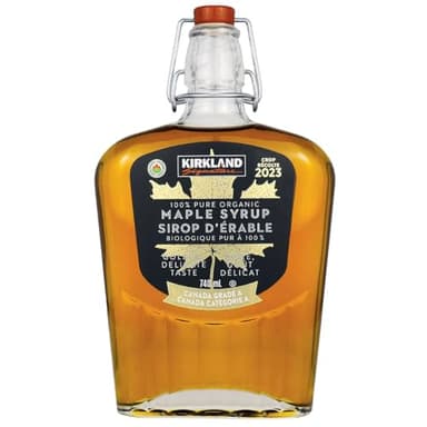 Kirkland Signature 100% Pure Organic Maple Syrup, Canada Grade A, 740mL/26 fl. oz. Bottle (Imported from Canada)