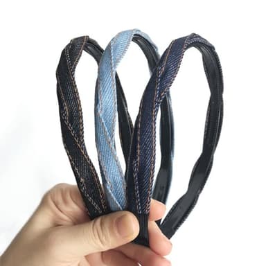 Generic Denim Twisted Headbands for Women Girls, 3 Pack, Hairband with Teeth to Prevent Slipping, Thin Denim Headbands for Summer, Lightweight and Practical, Essential Headband for Summer, Blue