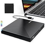 ORIGBELIE External CD DVD +/-RW Drive USB 3.0 Type C Portable CD/DVD Player Burner Reader Writer Optical CD ROM Disk Drive for Laptop Desktop PC iMac MacBook Pro/Air Windows 11/10/8/7/XP Linux Mac OS