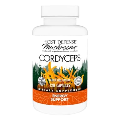 Host Defense Cordyceps Capsules - Immune & Energy Support Supplement - Kidney Health Supplement with Cordyceps - Fitness Support Supplement to Aid Oxygen Uptake - 120 Capsules (60 Servings)*