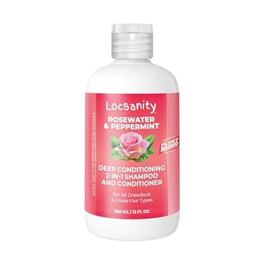 Locsanity Rosewater Peppermint 2-in-1 Shampoo and Conditioner for All Types of Dreadlocks and Hairstyles – Moisturizing, Nourishing, and Hydrating Shampoo and Conditioner (12 fl oz)