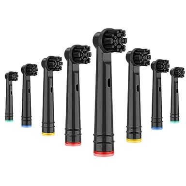 BUKURII Replacement Brush Heads Compatible with Oral B Electric Toothbrushes, 8 Count, Black, Bamboo Charcoal Infused Bristles Fit for Pro Series 100 500 1000 1500 2000 2500 3000
