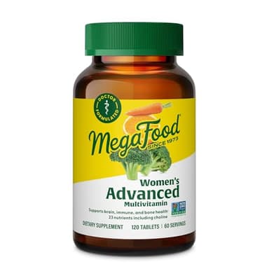 MegaFood Women's Advanced Multivitamin for Women - Doctor-Formulated With Iron, Choline, Vitamin D, Vitamin C & Zinc - Brain Health - Immune Support - Non-GMO - Vegetarian - 120 Tabs (60 Servings)