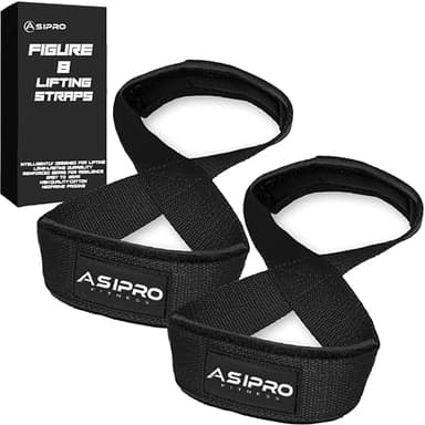 ASIPRO Figure 8 Lifting Straps Gym Padded for Men & Women Gym Deadlift Straps Figure 8 for Weightlifting, Strongman, & Cross Training Weightlifting Strap Heavy Duty