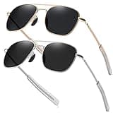 RCXKOOM Aviator Sunglasses for Men Army Military Style Polarized Pilot Sun Glasses Metal Frame Spring Hinge Bayonet Temple Shades