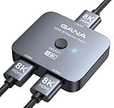 GANA HDMI 2.1 Switch, 8K HDMI Switcher Splitter Bi-Directional 2 in 1 Out, 4K@120Hz,8K@60Hz, 48Gbps Aluminum Ultra HD HDMI Hub Compatible with PS5/4,Xbox,Roku,Apple TV,Fire Stick
