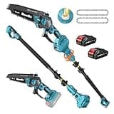 Seesii PS620 2-in-1 Electric Pole Saws: 6 Inch Mini Chainsaw Cordless with Extension Pole, 2Pcs Batteries, Brushless Chain Saw for Limb Branch Cutter, Battery Tree Trimmers Pruner,16Ft Long Reach
