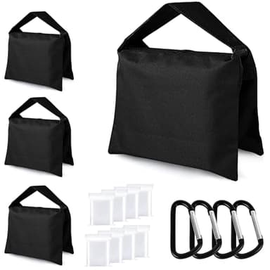 ABCCANOPY Photography Sandbag for Video Stand, Heavy Duty Weight Bags for Light Tripod, Camping Chair, 4 Packs (Black) No Sand
